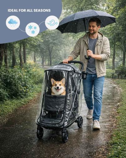 Universal Pet Stroller Rain Cover for Rain and Wind Protection