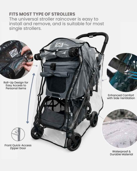 Waterproof Pet Stroller Rain Cover with Ventilation