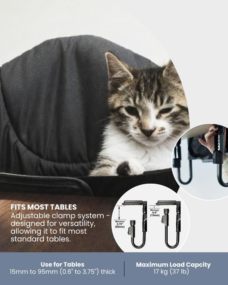 Clip-on pet dining chair, compact and travel-friendly with soft comfort support