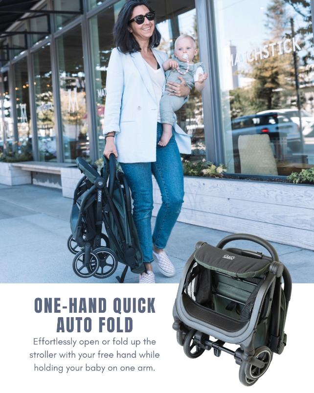 One-Hand Quick Auto Fold_G&G Oxygen V2 Travel Stroller