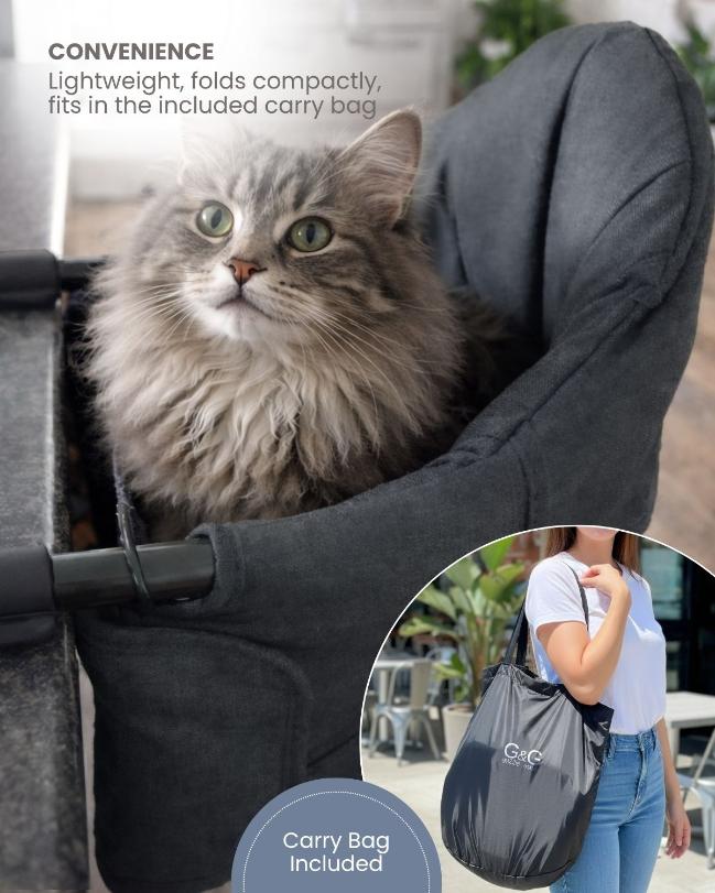 Portable foldable on-the-go pet table seat with travel bag included