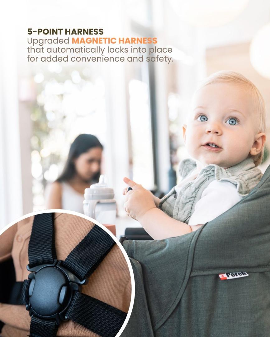 hook-on highchair with safety harness-G&G Perch table chair
