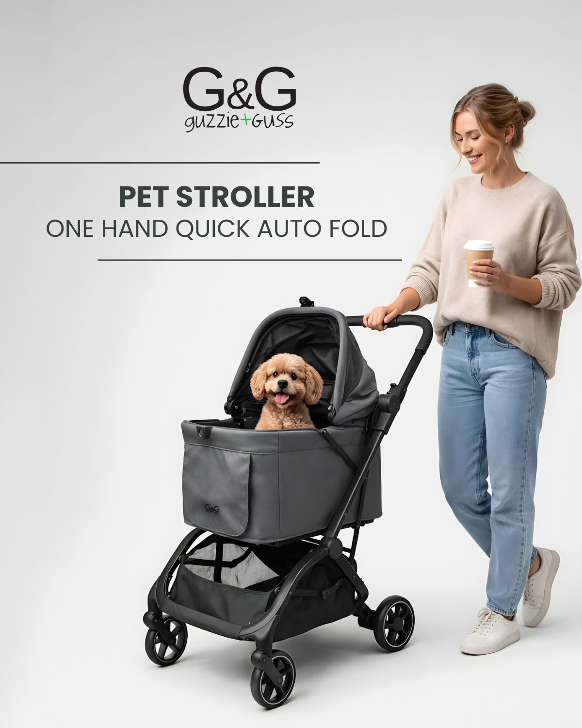 guzzie+Guss Pet Stroller One Hand Quick Auto Fold